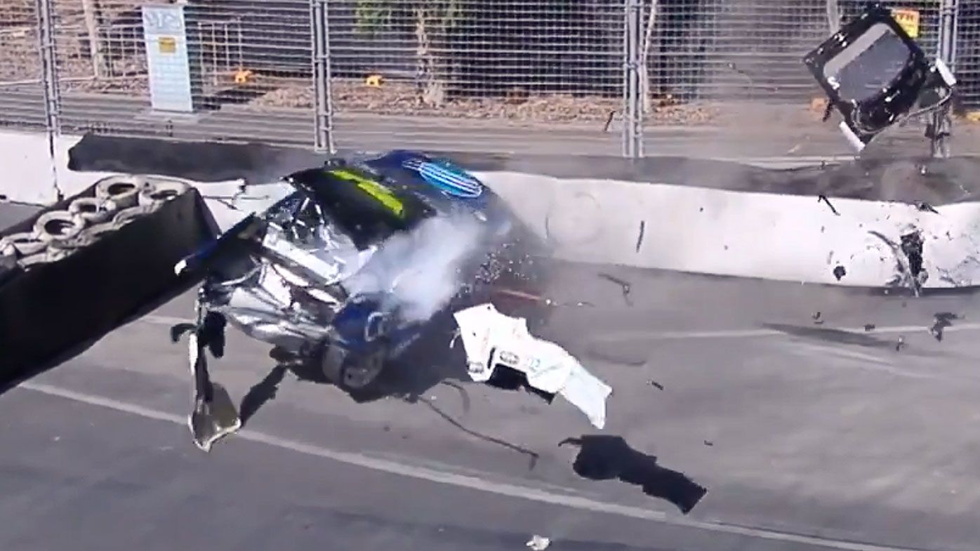 Supercars rookie Macauley Jones crashes out of practice in Adelaide