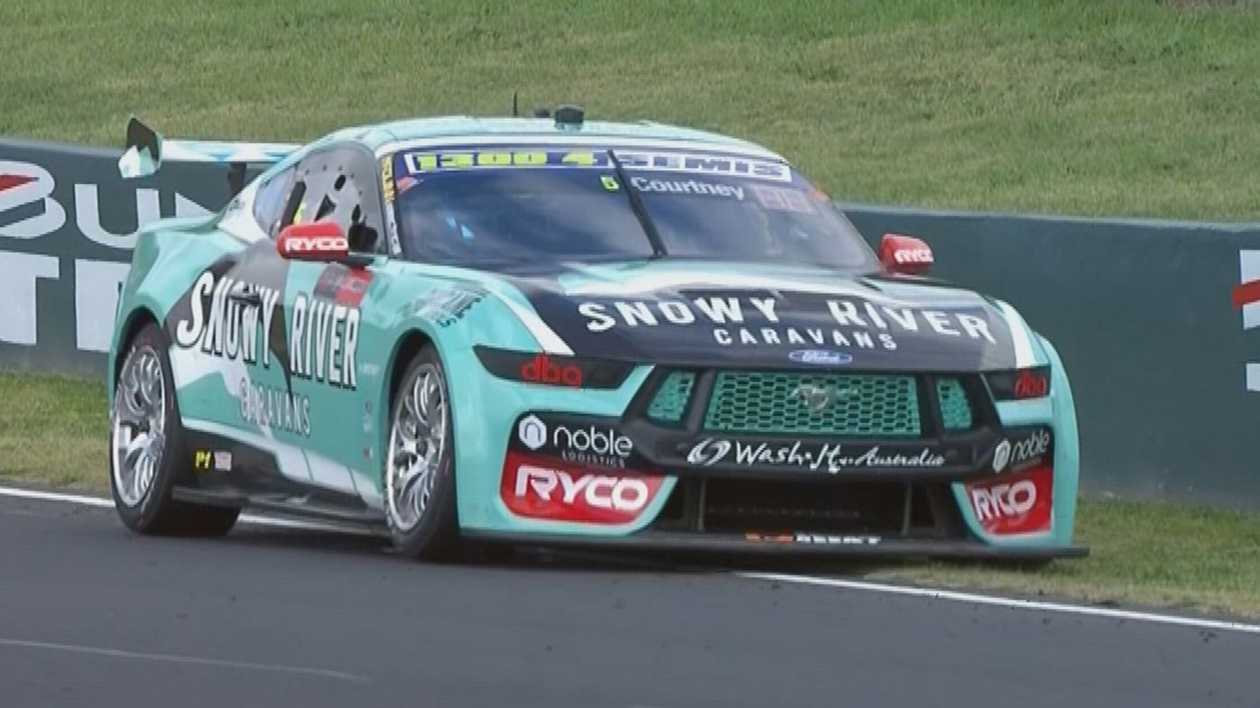 Zak Best in James Courtney&#x27;s Tickford Mustang stopped half way down Conrod Straight.