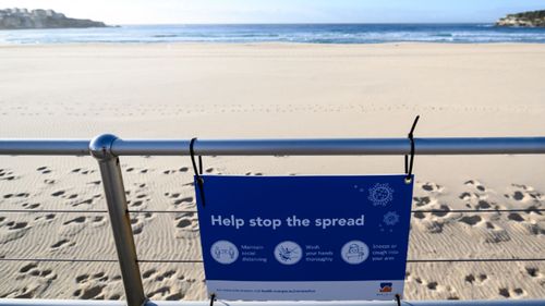 An empty Bondi Beach, in Sydney,