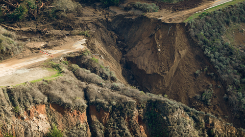 Highway 1 in California is impassable on Friday after a storm washed out the roadway.