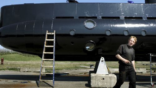 This 2008 file photo, shows submarine and its owner Peter Madsen. (AAP)