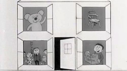 The Play School theme from 1967 featured the usual bears and chairs.