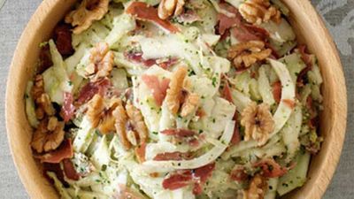 Discoiver that slaw can be so much more than a side-dish with our<a href="http://kitchen.nine.com.au/2016/05/19/12/36/fennel-slaw-with-prosciutto-walnut-pesto" target="_top"> fennel slaw with prosciutto &amp; walnut pesto</a> recipe