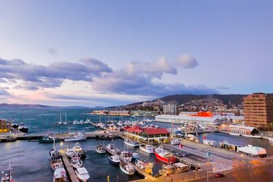 scenery of hobart harbor in tasmania, australia