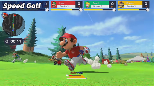 Mario Golf is a single and multiplayer golfing gamin set in the Mario universe. SOURCE: Nintendo