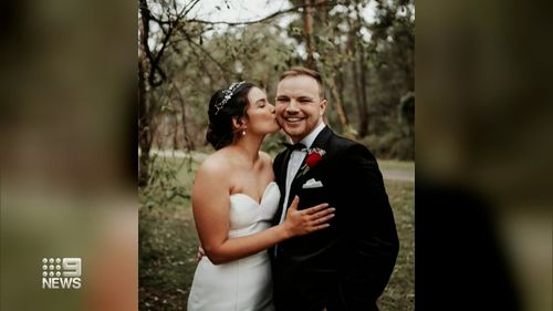 Penrith couple Hayden and Hannah Potter on their wedding day. 