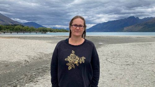 Queenstown Lakes District councillor and Glenorchy resident Niki Gladding patrols the spot where two swimmers have drowned within a week at Glenorchy, Lake Wakatipu.