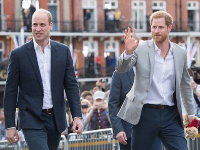 Harry and William on the eve of the royal wedding at Windsor Castle on May 18, 2018 in Windsor, England.  