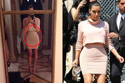 Wait... is Kim Kardashian in a fun house? <br/><br/>The 34-year-old's slimmed down Insta-snap looks a <I>little</I> different her real-life shot, don't you think FIXers?