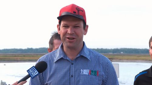 Northern Australia Minister Matt Canavan today announced the additional funds, which will see the construction of a solar farm, fish nursery and equipment. Picture: 9NEWS.