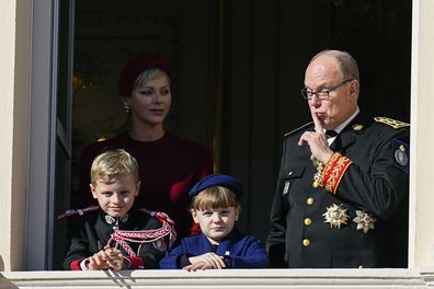 princess charlene and prince albert of monaco for national day appearance with children