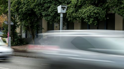 General view of a fixed speed camera.