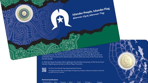 Aï»¿ new $2 coin has been released to celebrate the 30-year anniversary of the Torres Strait Islander flag being officially recognised as one of Australia's national flags. The Royal Australian Mint ï»¿released the coin today, which features the Torres Strait Islander flag, however it will not enter circulation. 