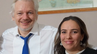 Stella Moris pictured with Julian Assange.