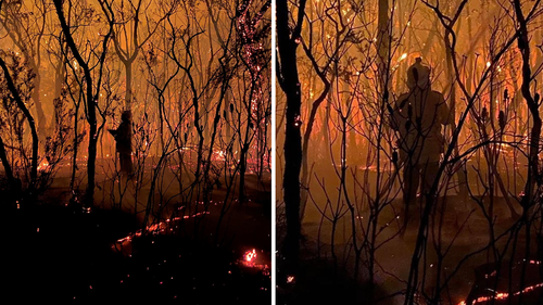 Greg Mullins était entouré de flammes à Blackhealth alors qu'il tentait d'éteindre un poteau électrique en feu. 