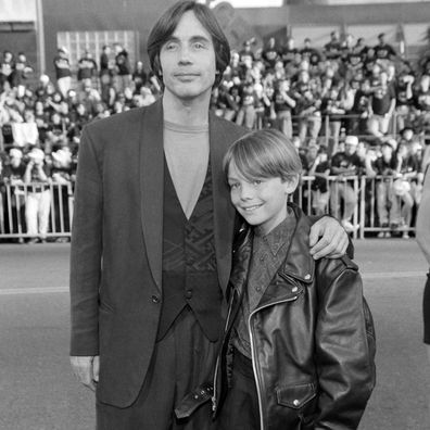 Musician Jackson Browne and son Ethan Browne at the Los Angeles premiere of Batman Returns at Mann's Chinese Theatre on June 16th, 1992. (Photo by Ted Dayton/WWD/Penske Media via Getty Images)