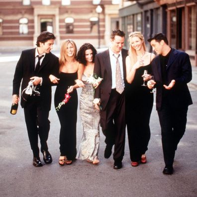 Matthew Perry, with the cast of Friends
