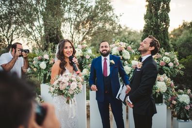 Bride forgot half her dress on wedding day