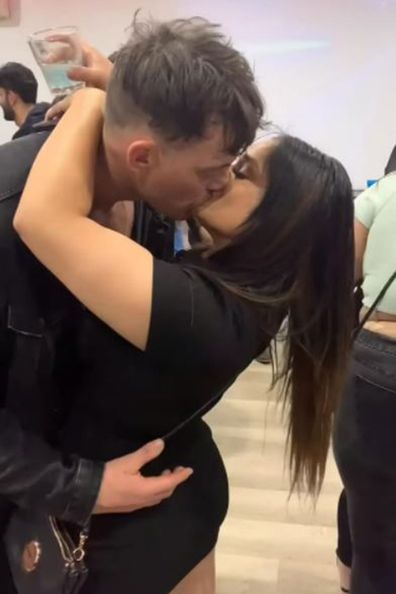 Married at First Sight Jackson Lonie kissing Hannah Hughes in Melbourne