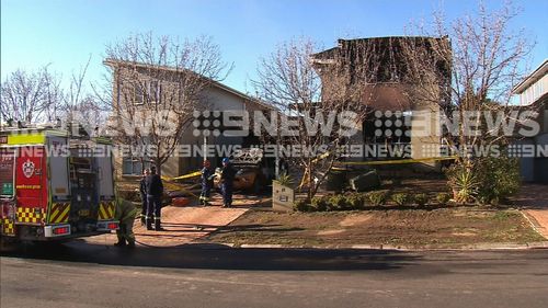 The home was completed destroyed in the blaze, and will likely have to be bulldozed. Picture: 9NEWS