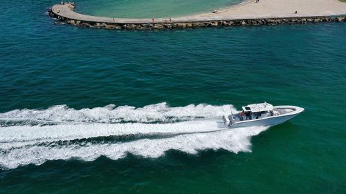 A boat arrives at the Haulover inlet on Jul 11, in Miami, Florida and the surface ocean temperatures in parts of Florida are higher than 36 degrees, and the warmer coastal ocean water is threatening coral reefs.