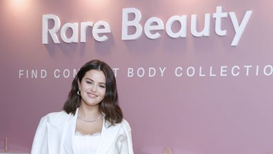 BEVERLY HILLS, CALIFORNIA - JANUARY 10: Selena Gomez Celebrates the Launch of Rare Beauty&#x27;s Find Comfort Body Collection on January 10, 2024 in Beverly Hills, California. (Photo by Stefanie Keenan/Getty Images for Rare Beauty)