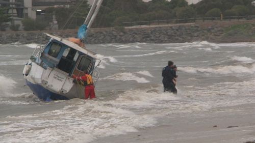 A man had to be pulled to safety from his boat off Port Lincoln. Picture: 9NEWS