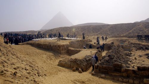 General view of the tomb of an Old Kingdom priestess on the Giza plateau on the southern outskirts of Cairo. (AAP)