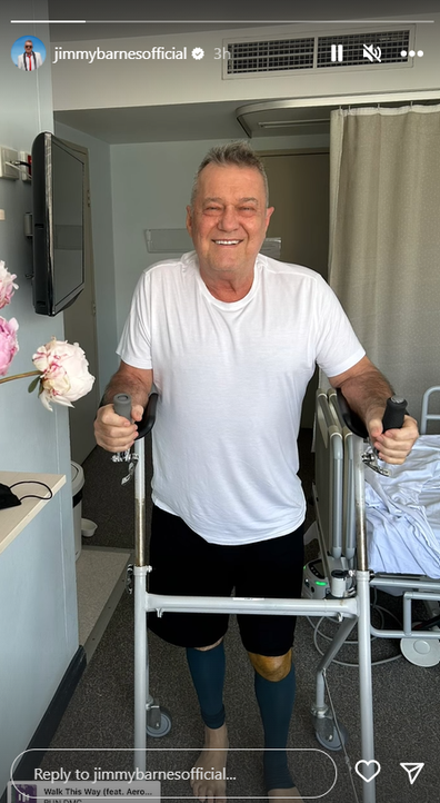 Jimmy Barnes shares photo standing up in hospital room post-surgery