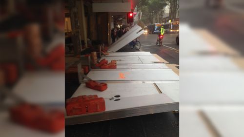 This wall fell down in Adelaide Street, Brisbane, during the storm. (Phoebe Bristol)