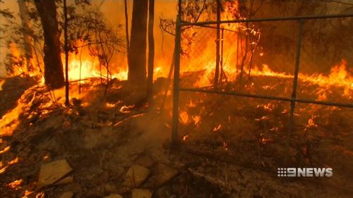 The fire has ripped through bushland in Mulgoa.