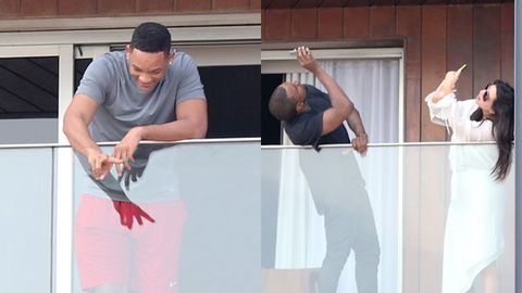 Watch: Kim and Kanye take sneaky pics of Will Smith on holiday in Rio