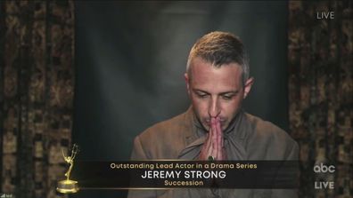 Jeremy Strong wins Best Lead Actor in a Drama Series for Succession at the Emmys.