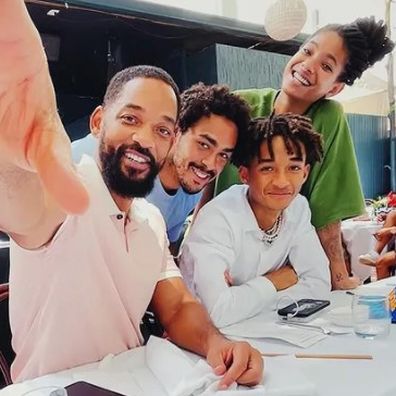 Will Smith with his children Trey, Jaden and Willow.