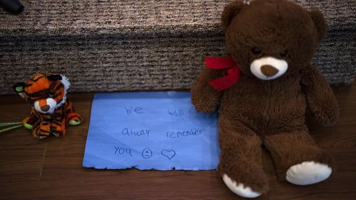 Stuffed animals were left at the altar while a prayer vigil for 10 year-old Lily Peters took place at Valley Vineyard Church in Chippewa Falls, Wisc. Monday evening, April 25, 2022. Lilly Peters was found dead in a park earlier in the day after being reported missing the night before.   ]   JEFF WHEELER  Jeff.Wheeler@startribune.com