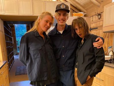 Uma Thurman with kids Levon Hawke and Maya Hawke