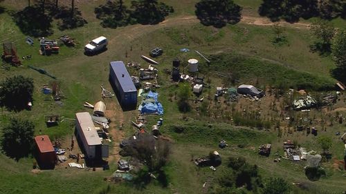 Aerial still of the property where Dezi Freeman was shot, March 30, 2026.