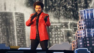 The Weeknd performs during the Pepsi Super Bowl LV Halftime Show at Raymond James Stadium on February 07, 2021 in Tampa, Florida. 