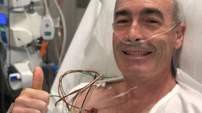 Greg Page, Yellow Wiggle, hospital, bed, selfie