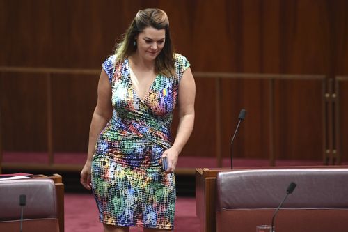 Greens Senator Sarah Hanson-Young in the Senate today. (AAP)