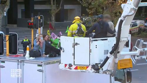 Extinction Rebellion cherry picker protest Perth