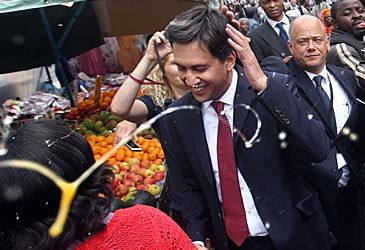 When was Ed Miliband egged at a London market, where he "recommended" the eggs?