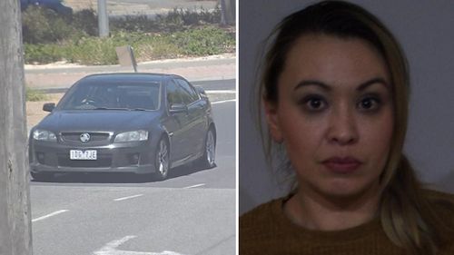 Jade Earl, 31, and her black Holden Commodore. (Victoria Police)