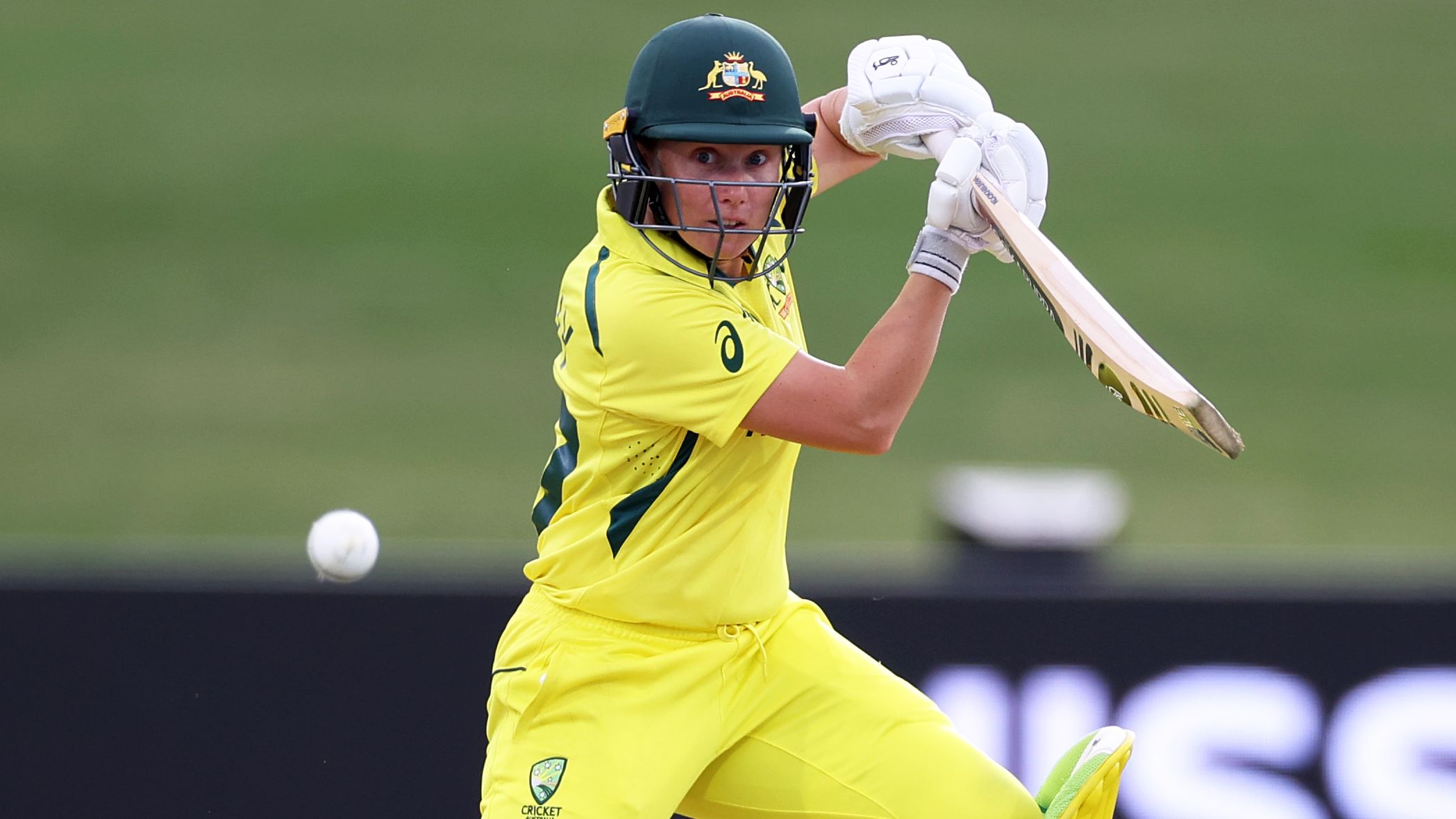 Alyssa Healy of Australia plays a shot during the match between Australia and Pakistan at Bay Oval.