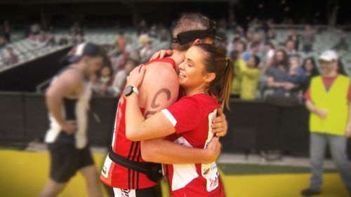 Melissa 'Melly' Haynes completed the Adelaide Marathon today. (9NEWS)