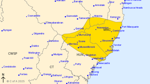 Severe Weather Warningfor DAMAGING WINDS and HEAVY RAINFALL
For people in parts of Mid North Coast, Hunter, North West Slopes and Plains, Northern Tablelands and Central Tablelands Forecast Districts.