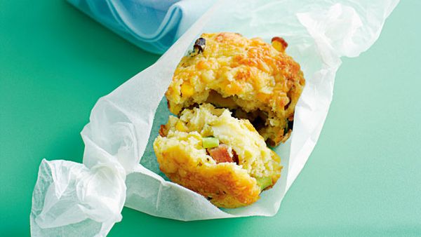 Cheese, corn and bacon muffins
