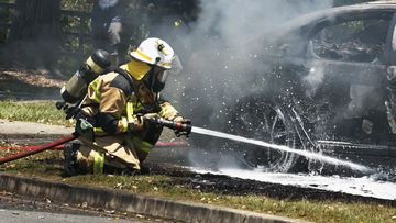 A car burst into flames in the Gold Coast suburb of Upper Coomera.