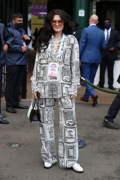 Jessie J attends Wimbledon Championships Tennis Tournament Day 8 at All England Lawn Tennis and Croquet Club on July 06, 2021 in London, England. 