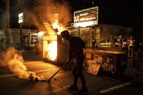 Fires were lit during protests Friday night in Portland.